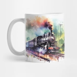 Fantasy illustration of a train barreling down the tracks Mug